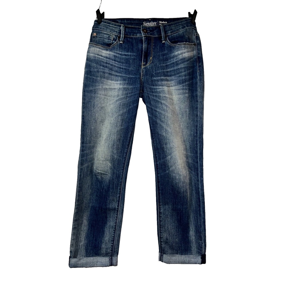Signature by Levi Strauss & Co Womens Size 6 Modern Slim Cuffed Jeans Blue Denim